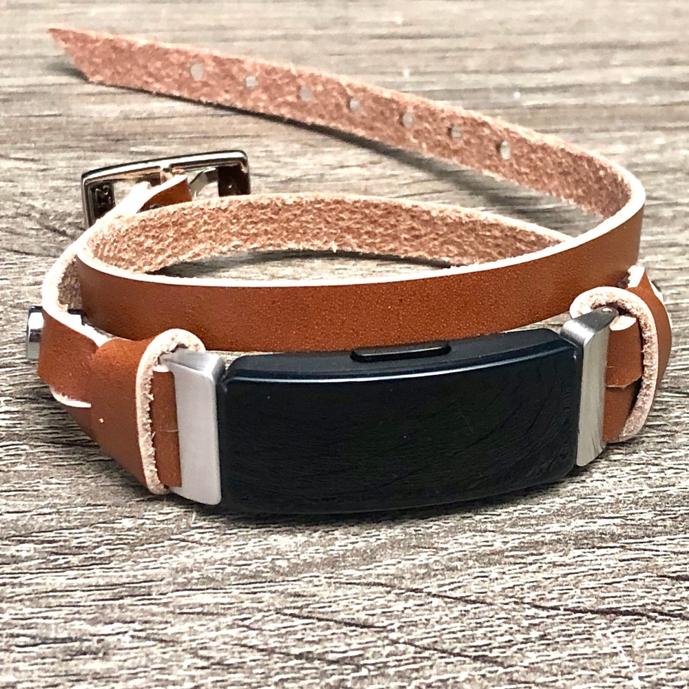 Light Brown Leather Bracelet for Fitbit Inspire HR